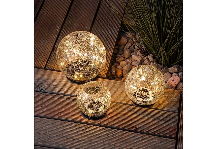 esotec LED Kugelleuchte Echtglas Leuchtkugeln GOLDEN BALLS D=15+12+10cm 300 günstig online kaufen