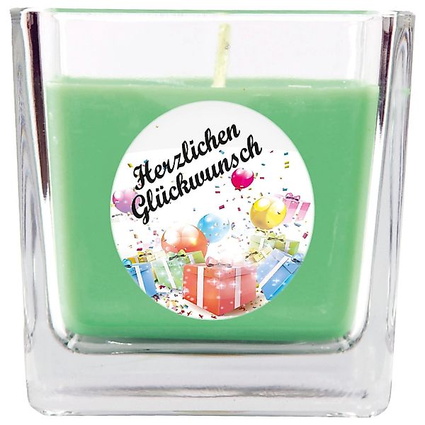 HS Candle Duftkerze & Glas Happy Birthday Viereck Coconut Limes Geschenke günstig online kaufen