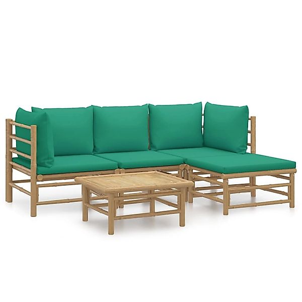 vidaXL Gartenlounge-Set 5-tlg. Garten-Lounge-Set mit Grünen günstig online kaufen