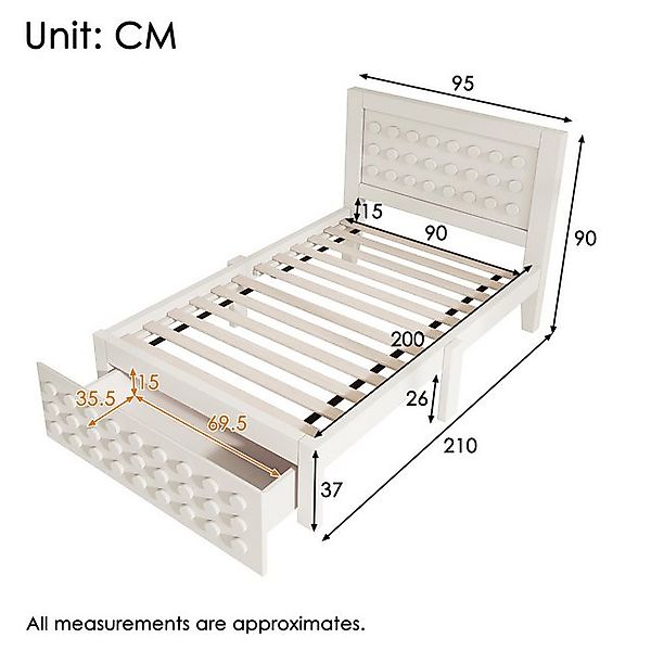 TavilaEcon Holzbett Kinderbett mit Kreativem Block Design, Bettgestell aus günstig online kaufen