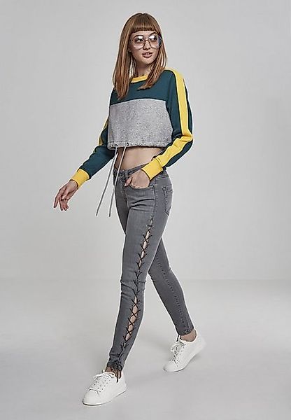 URBAN CLASSICS Sweatshirt Urban Classics Damen Ladies Cropped 3-Tone Stripe günstig online kaufen