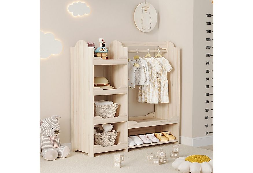 OKWISH Kleiderschrank Naturholz (Kindergarderobe, Kinderkleiderschrank, Sta günstig online kaufen
