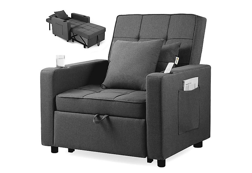 Makika Relaxliege Schlafsessel Schlafsofa Couch Tommy klappbar in Dunkelgra günstig online kaufen