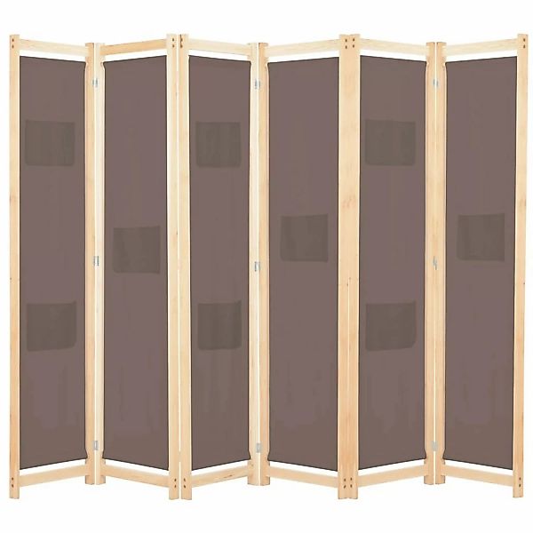 vidaXL 6-teiliger Raumteiler Braun 240 x 170 x 4 cm Stoff günstig online kaufen