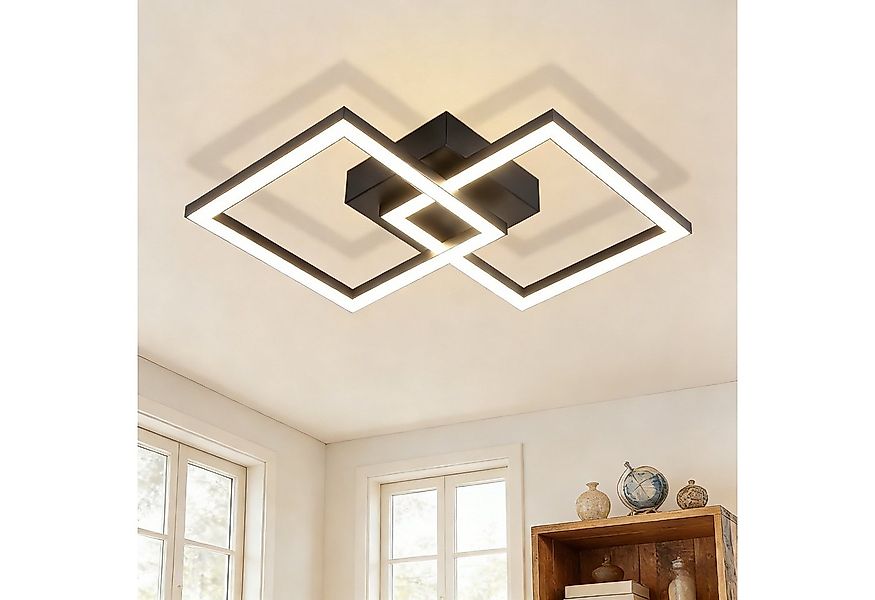 Nettlife LED Deckenleuchte Modern Schwarz Eckig Schlafzimmer 24W Metall 400 günstig online kaufen