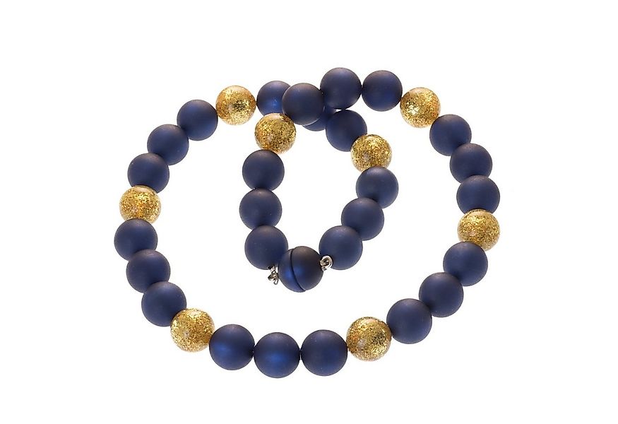 Bella Carina Perlenkette Polaris Perlen Kette 14 mm Glitzereffekt blau gold günstig online kaufen