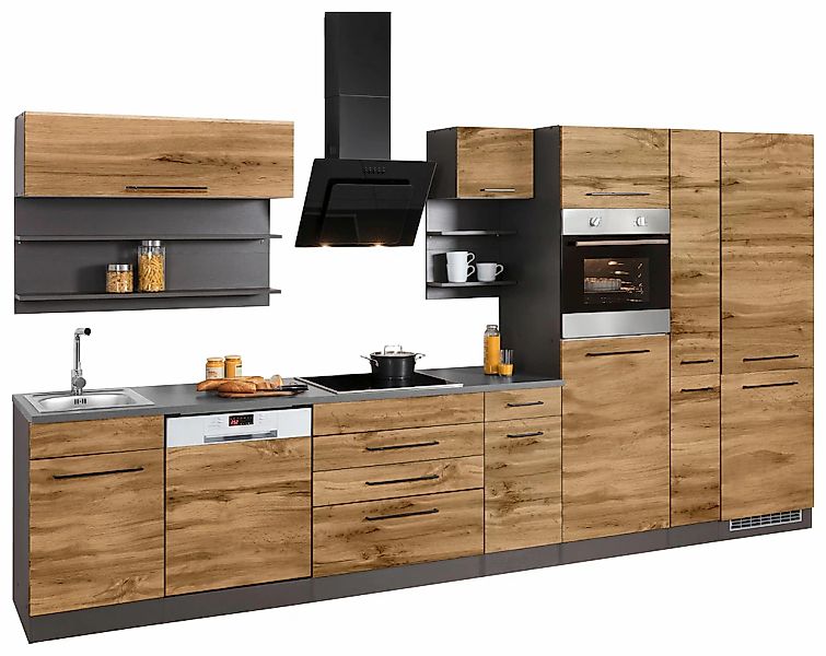 KOCHSTATION Küchenzeile "KS-Tulsa" mit E-Geräten, Breite 380 cm, schwarze M günstig online kaufen