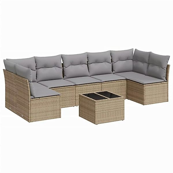 vidaXL 8-tlg Garten-Sofagarnitur mit Kissen Beige Poly Rattan Modell 44 günstig online kaufen