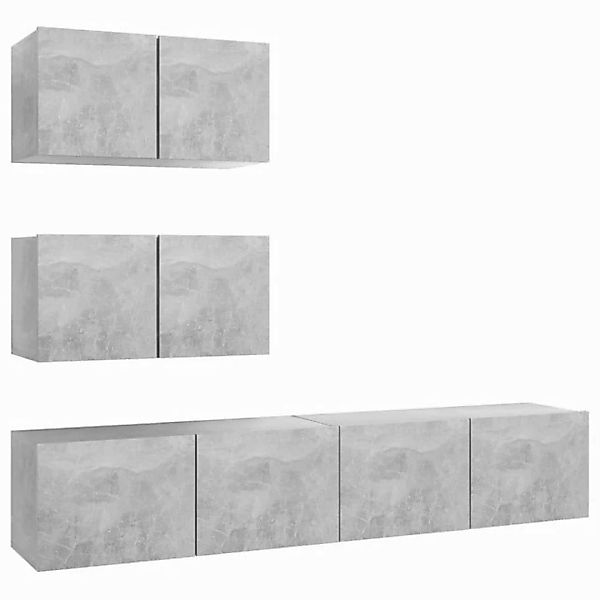 furnicato TV-Schrank 4-tlg. TV-Schrank-Set Betongrau Holzwerkstoff (1-St) günstig online kaufen