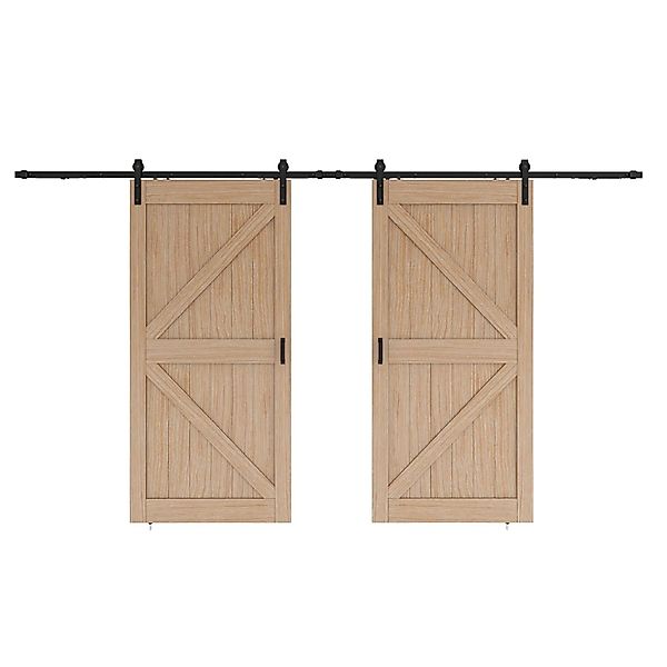 inova Holzschiebetür Eiche 2050 x 2150 mm Komplettset Schwarz inkl. 2Seitig günstig online kaufen