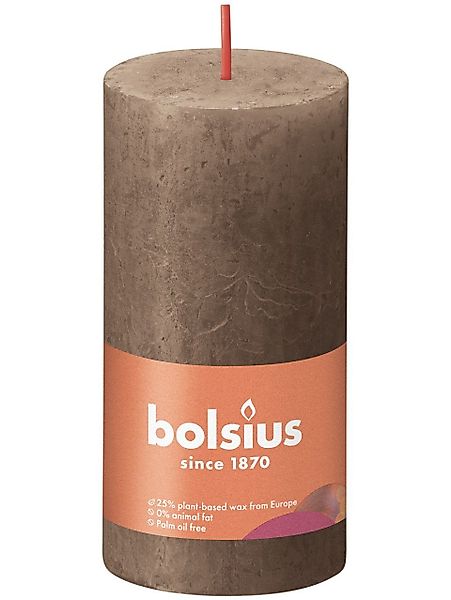 Bolsius Stumpenkerze Bolsius Rustik Stumpenkerze wildleder günstig online kaufen