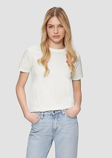 QS Kurzarmshirt T-Shirt Jerseyshirt mit Herz-Stickerei günstig online kaufen