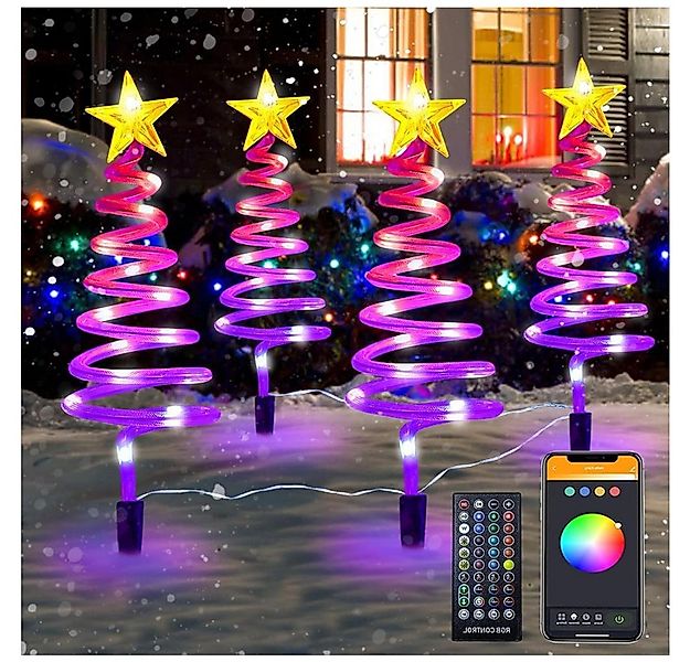 QUBEBU LED Gartenleuchte Außenleuchte 4er Set Spiral Stern Gartenstecker We günstig online kaufen