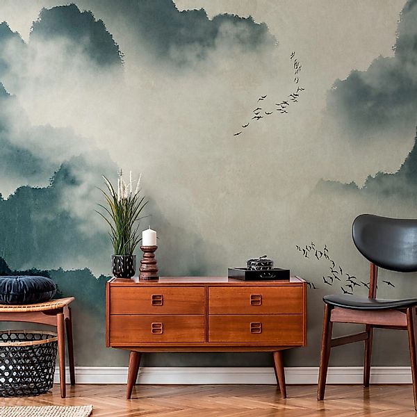 PROFHOME 382461-GU Fototapete Landschaft Matt Blau Beige Grau 3,71 m x 2,8 günstig online kaufen