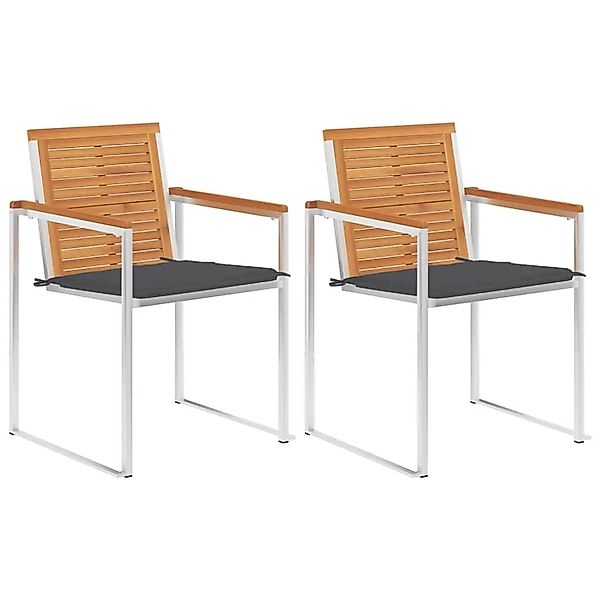vidaXL Gartenstühle mit Kissen 2 Stk Massivholz Akazie und Stahl 3061488 günstig online kaufen