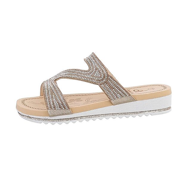 Ital-Design Damen Mules Freizeit Pantolette (86017014) Keilabsatz/Wedge Kei günstig online kaufen