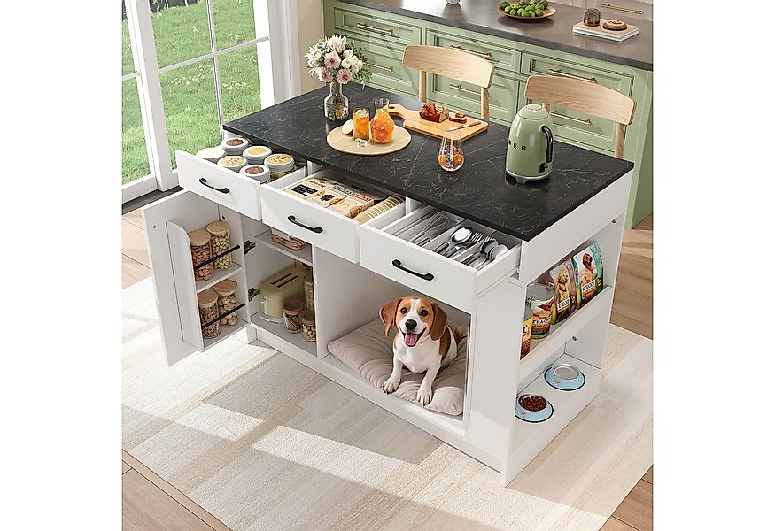 STILVORA Küchenwagen mit Regal verstellbar,Kücheninsel Buffetschrank mit Sc günstig online kaufen