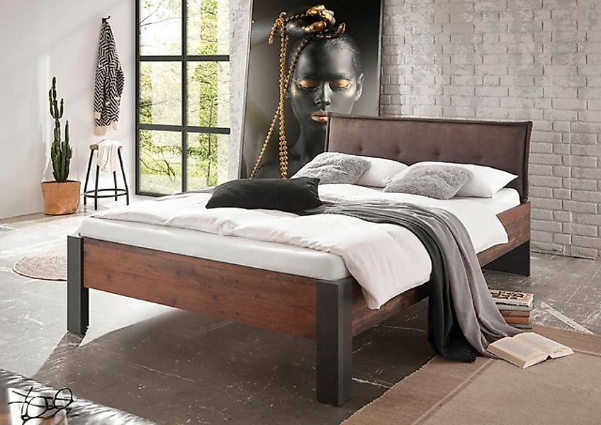 Home affaire Einzelbett »BROOKLYN Bett im Industrial Design, Bettgestell, B günstig online kaufen