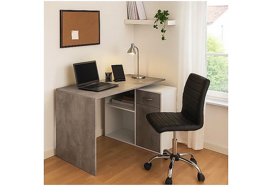 HTI-Living Schreibtisch Eckschreibtisch 120 x 80 Beton Weiß (Stück, 1-St., günstig online kaufen