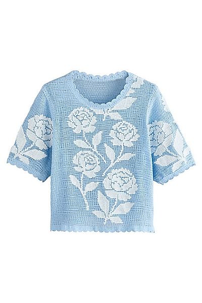 Next Kurzarmpullover Kurzarm-T-Shirt mit Blumenhäkelei (1-tlg) günstig online kaufen