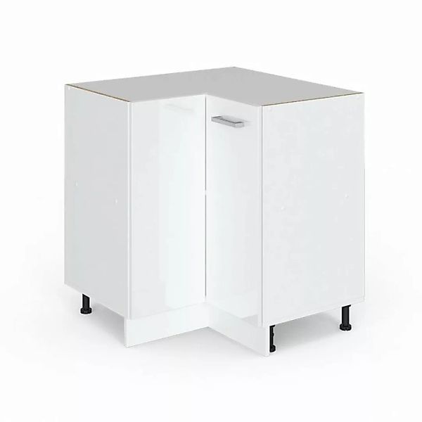 Vicco Eckunterschrank R-Line, Weiß Hochglanz/Weiß, 75.6 cm, AP Anthrazit günstig online kaufen