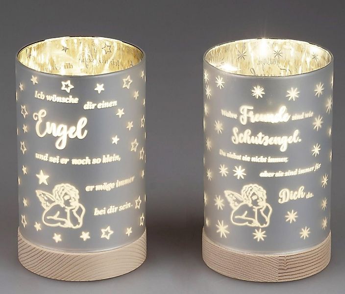 formano Nachttischlampe Sprüche, mit Timer, Silber, Motiv: Engel günstig online kaufen