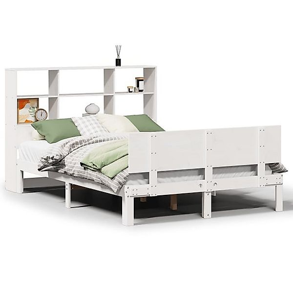vidaXL Bett, Massivholzbett mit Regal ohne Matratze Weiß 140x200 cm Kiefer günstig online kaufen