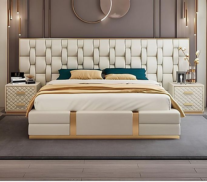 JVmoebel Bett Bett Polster Design Luxus Doppel Hotel Betten beige Luxus Hot günstig online kaufen