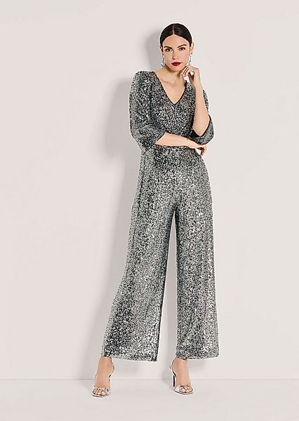 MADELEINE Jumpsuit Eleganter Pailletten-Einteiler Glanzoverall mit V-Aussch günstig online kaufen