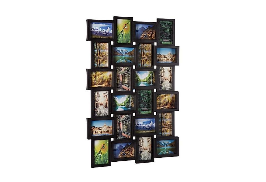 relaxdays Staffelbilderrahmen Bilderrahmen für 24 Fotos, schwarz günstig online kaufen