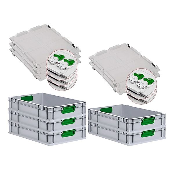 PROREGAL Spar Set 5x Eurobox Nextgen Color Mit Scharnierdeckel & Schiebesch günstig online kaufen