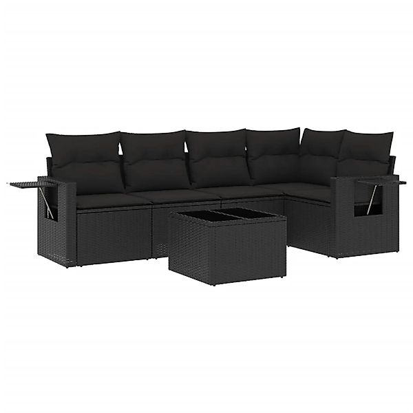 vidaXL 6-Tlg Garten-Sofagarnitur mit Kissen Schwarz Poly Rattan 3220134 günstig online kaufen