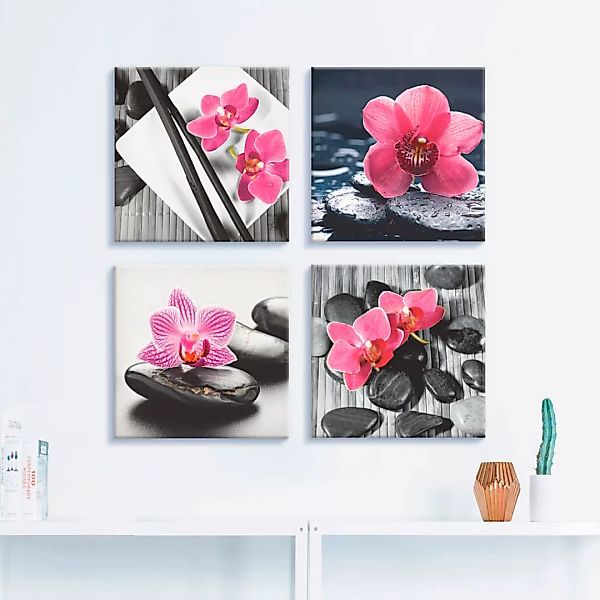 Artland Leinwandbild "Asiatische Komposition Orchidee Zen", Zen, (4 St.), 4 günstig online kaufen