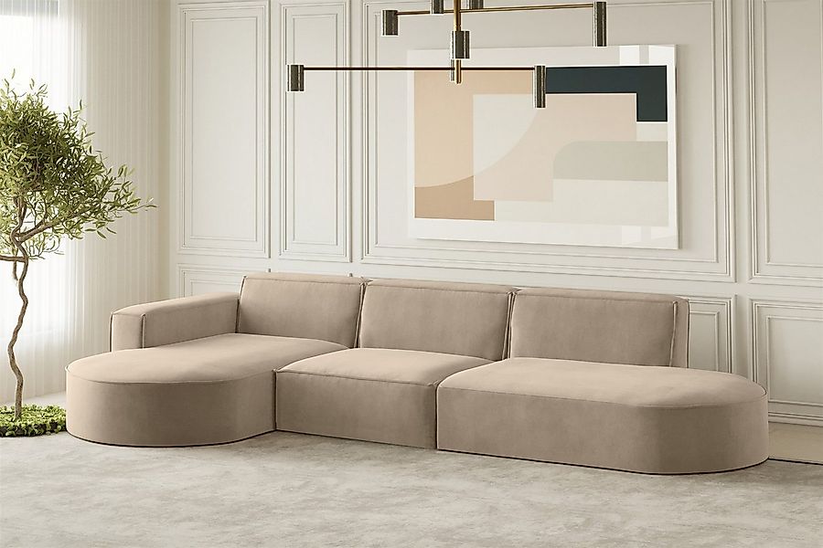Fun Möbel Ecksofa Designersofa PALMA mit Ottomane in Stoff Noel oder Scala, günstig online kaufen