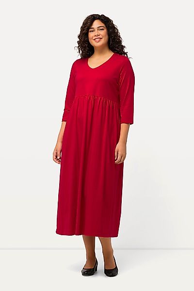 Ulla Popken Maxikleid Jerseykleid Empirenaht V-Ausschnitt günstig online kaufen