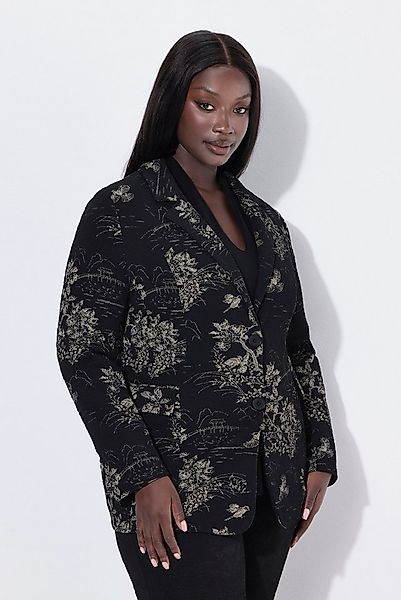 Ulla Popken Blusenblazer Jacquard-Blazer Reverskragen Langarm Stretchfutter günstig online kaufen