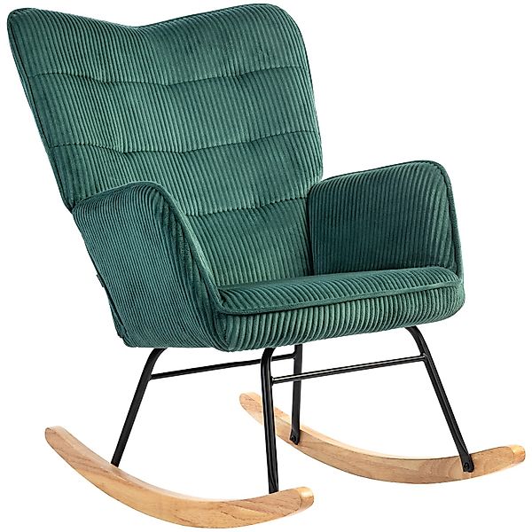 HOMCOM Schaukelstuhl Kord Buchenholz Stahl Schaumstoff günstig online kaufen