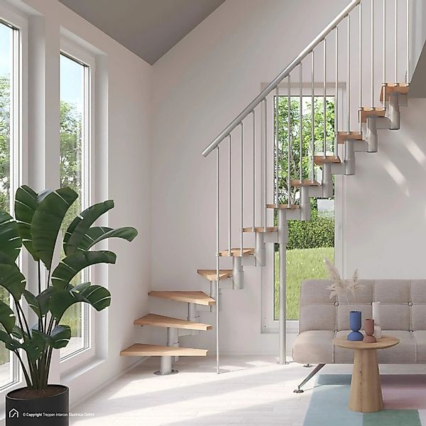 Treppen Intercon Raumspartreppe Torino Mittelholmtreppe Italo-Silber mit St günstig online kaufen