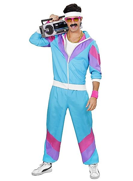 Widdmann Kostüm 80er Jahre Trainingsanzug helblau, 80er Jahre Outfit in fei günstig online kaufen