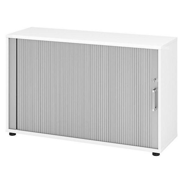 bümö Aktenschrank Rollladenschrank office - 2 Ordnerhöhen Dekor: Weiß/Silbe günstig online kaufen