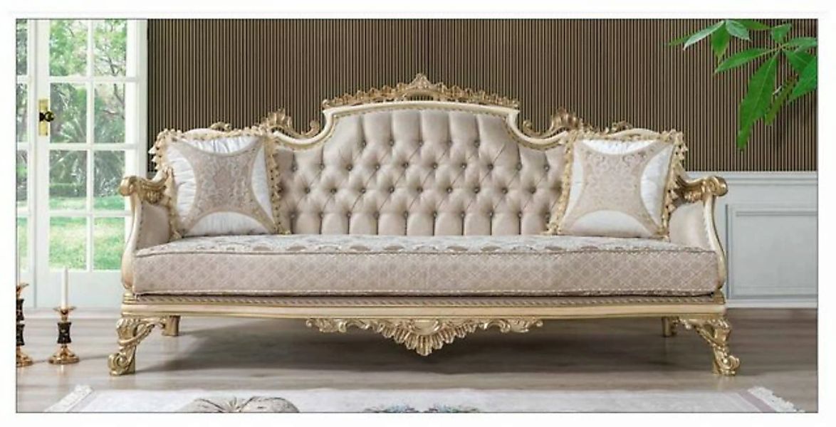 JVmoebel Sofa Sofa Couch 3er Barock Rokoko Chesterfield Couch günstig online kaufen