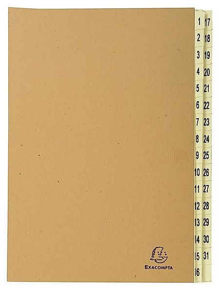 EXACOMPTA Fächermappe Ordnungsmappe mit 31 Fächern von 1-31 Kraft, A4, Kraf günstig online kaufen