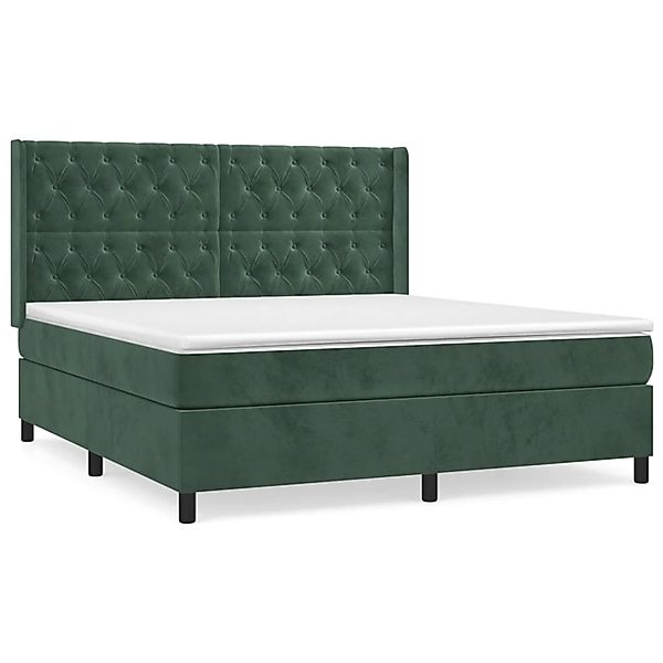 vidaXL Boxspringbett mit Matratze Dunkelgrün 160x200 cm Samt 3132870 günstig online kaufen