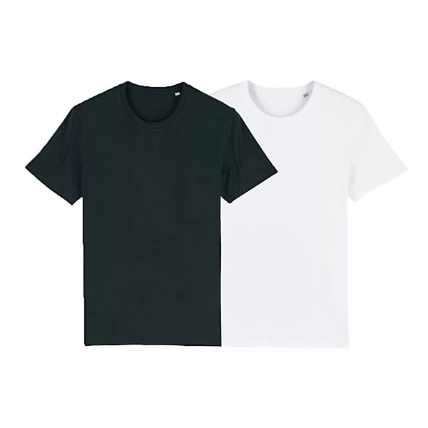 Herren/unisex Basic T-shirt Aus Bio-baumwolle 2er Pack - Schwarz/weiß günstig online kaufen