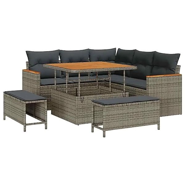 vidaXL Gartensofa-Set mit Kissen 8 Stk Grau Poly Rattan 3364988 günstig online kaufen