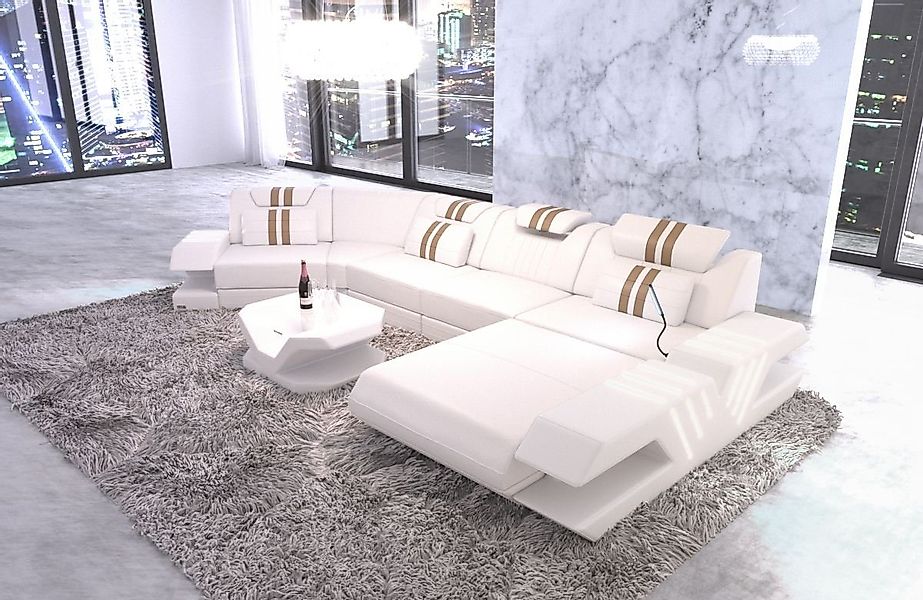 Sofa Dreams Wohnlandschaft Ledercouch Sofa Leder Venedig C Form Ledersofa, günstig online kaufen