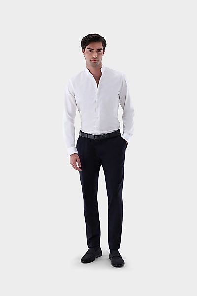 Stehkragenhemd aus bügelfreiem Twill Gewebe günstig online kaufen