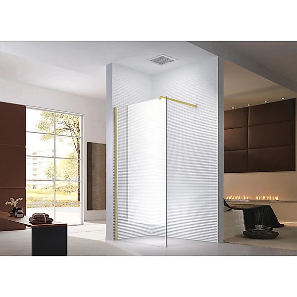 Glaszentrum Hagen 100x200cm Walk in Duschabtrennung Gold günstig online kaufen