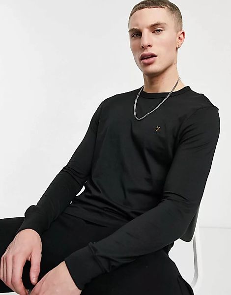 Farah – Worthington – Langärmliges Shirt aus Bio-Baumwolle in Schwarz günstig online kaufen