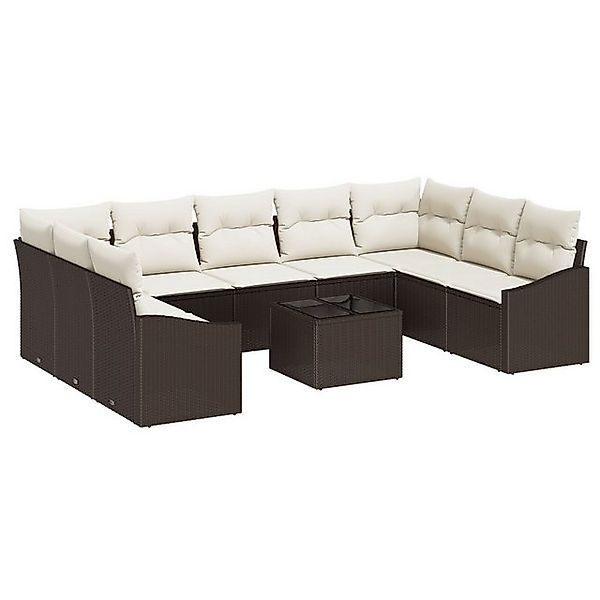 vidaXL Loungesofa 9-tlg. Garten Sofa Set mit Kissen Grau Poly Rattan, 10 Te günstig online kaufen
